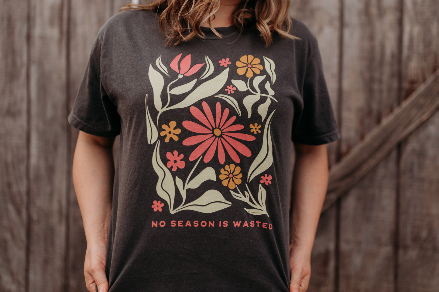 No Season Is Wasted Tee in Dark Charcoal Grey