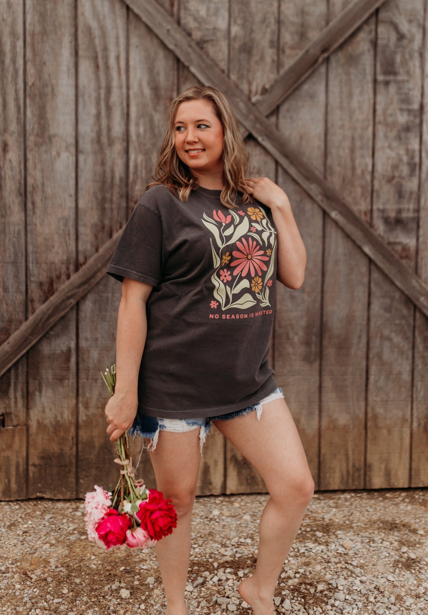 No Season Is Wasted Tee in Dark Charcoal Grey