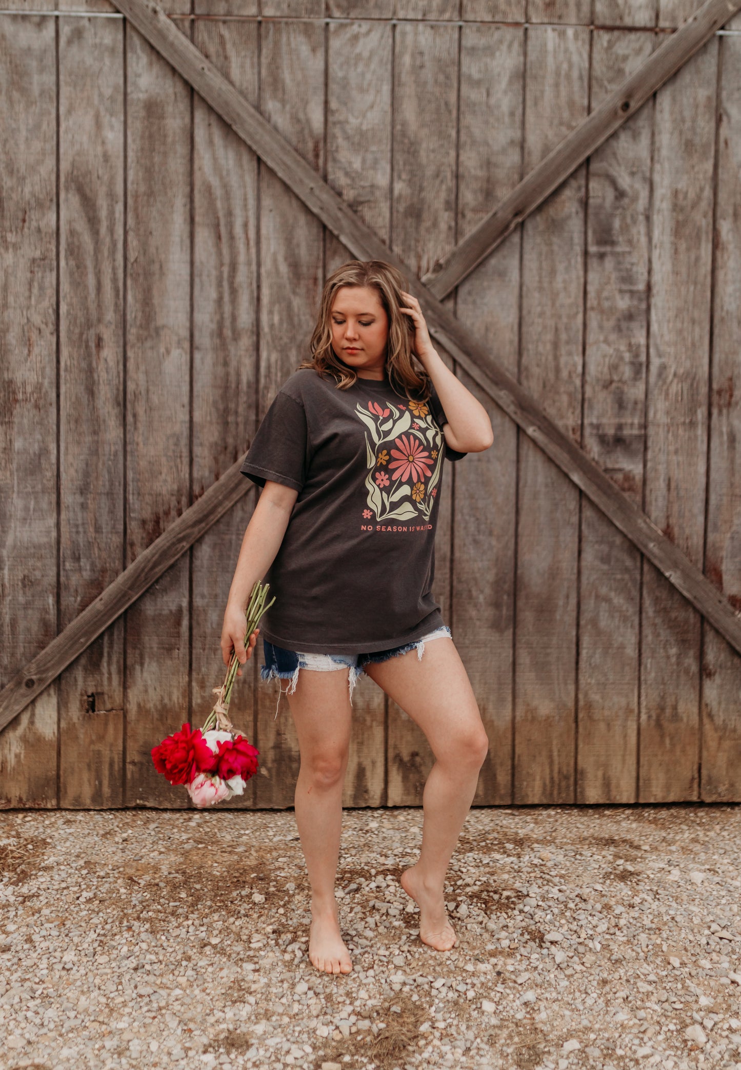No Season Is Wasted Tee in Dark Charcoal Grey