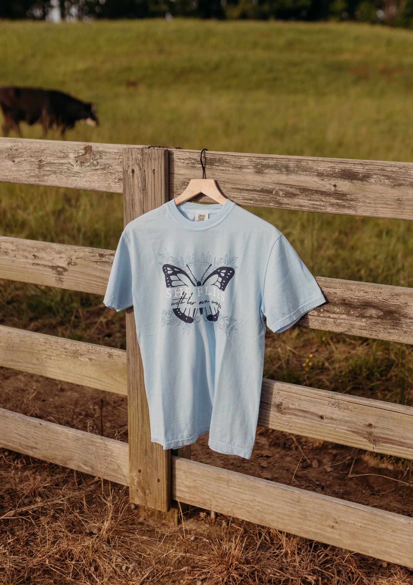 She Flies With Her Own Wings Tee in Light Blue