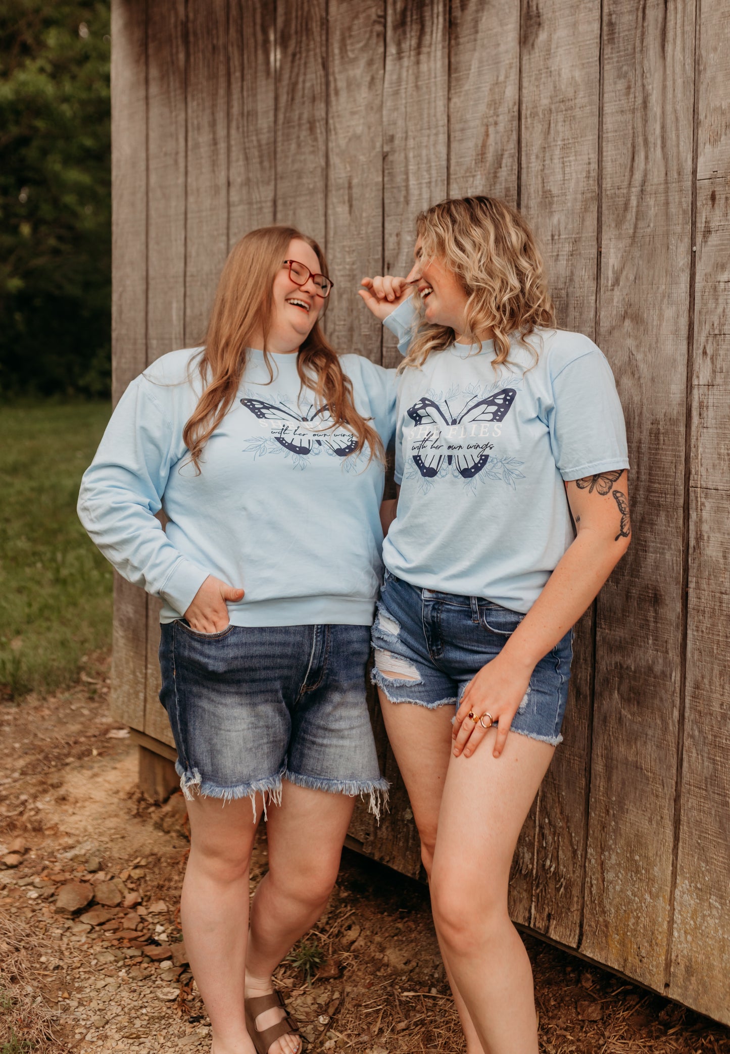 She Flies With Her Own Wings Tee in Light Blue
