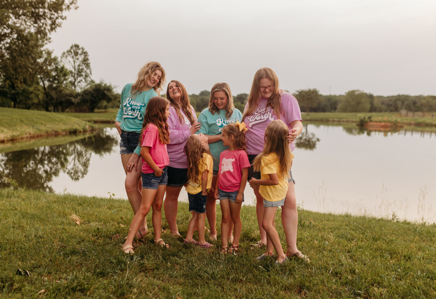 Know Your Worth Lightweight Crewneck Sweatshirt in Bright Turquoise