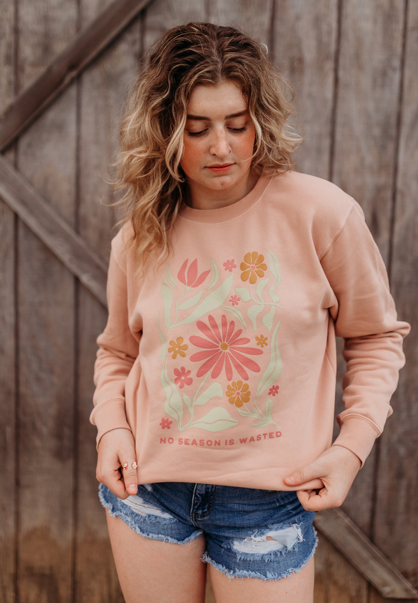 No Season is Wasted Crewneck in Dusty Rose