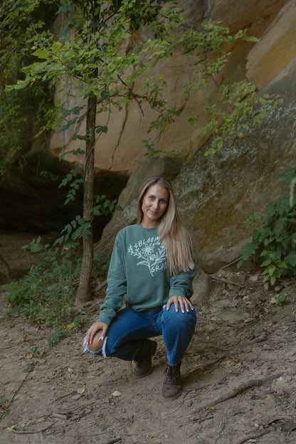 Bloom With Grace Crewneck in Alpine Green