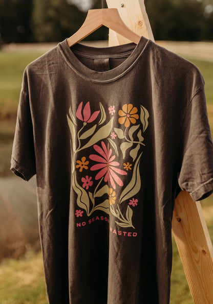 No Season Is Wasted Tee in Dark Charcoal Grey