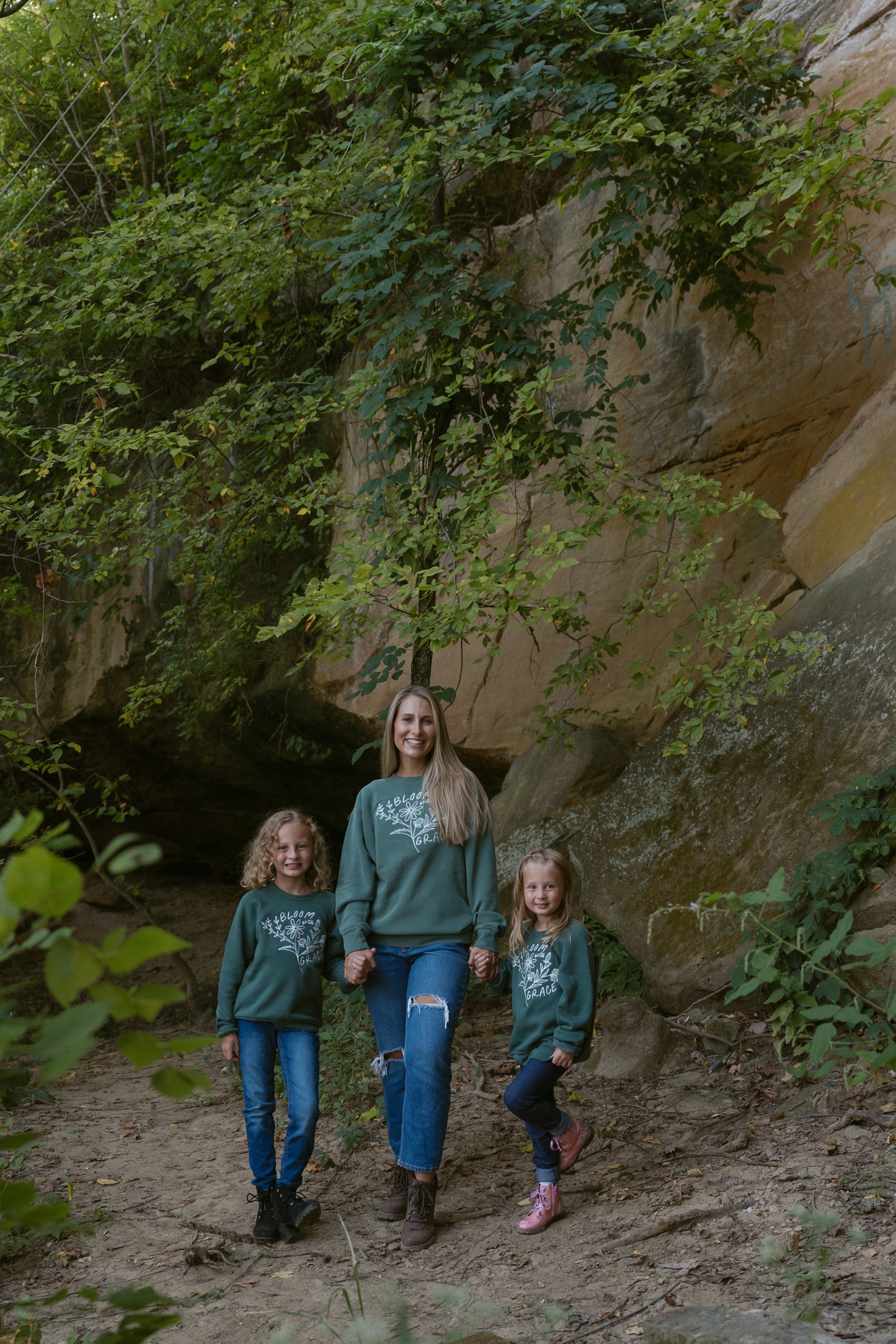 Bloom With Grace Crewneck in Alpine Green