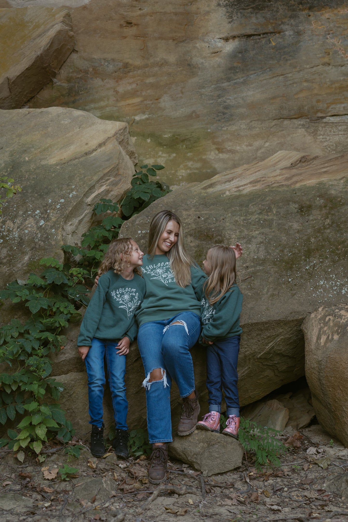 Bloom With Grace Crewneck in Heather Forest (For The Little Dreamers)