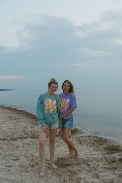 Radiate Happy Crewneck in Turquoise