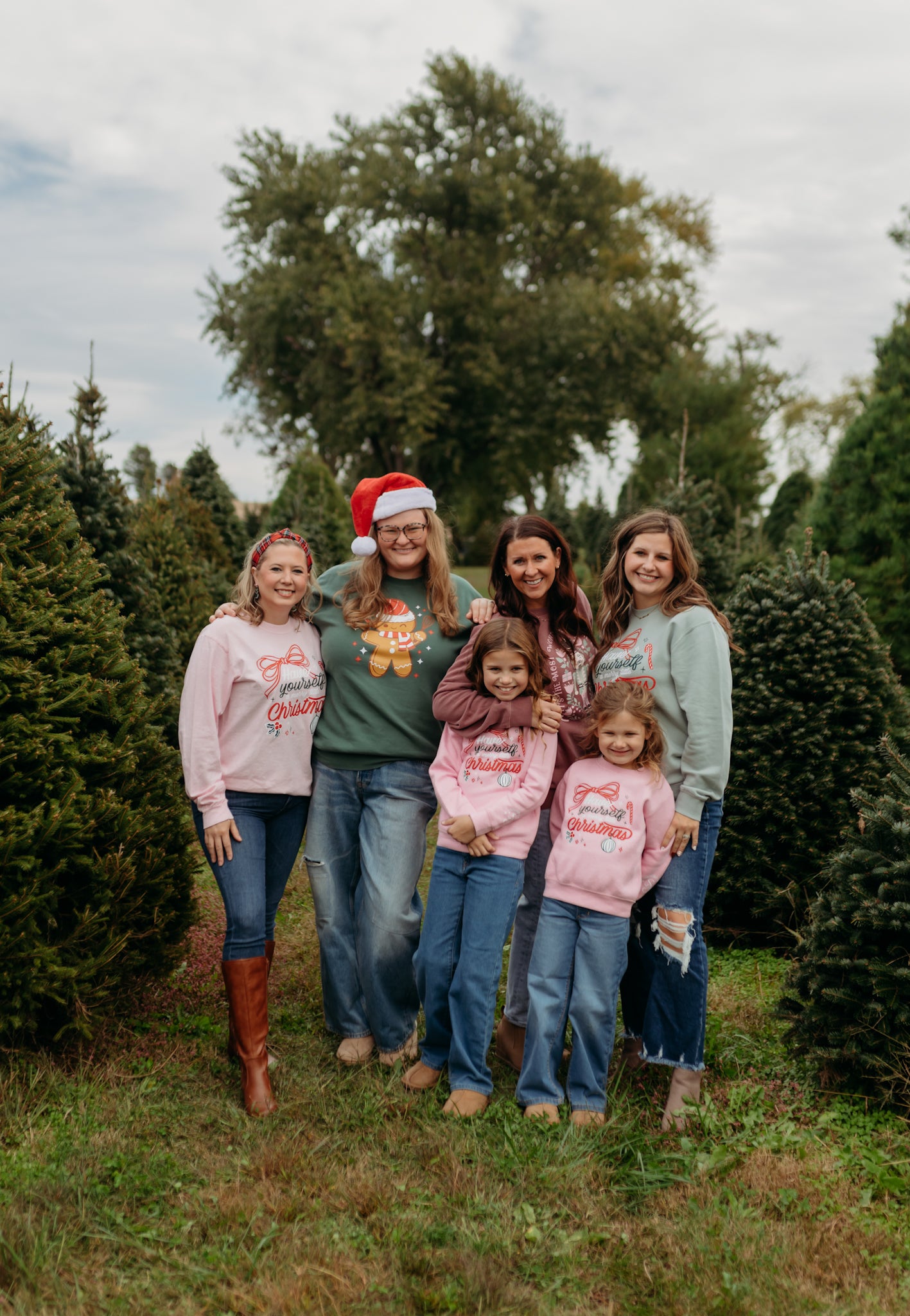Merry Little Christmas Long Sleeve Tee in Light Pink