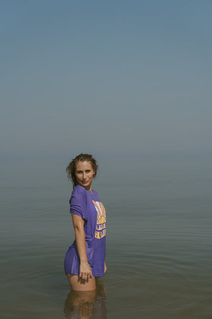 Radiate Happy Tee in Bright Violet