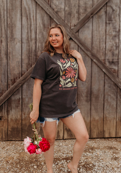 No Season Is Wasted Tee in Dark Charcoal Grey