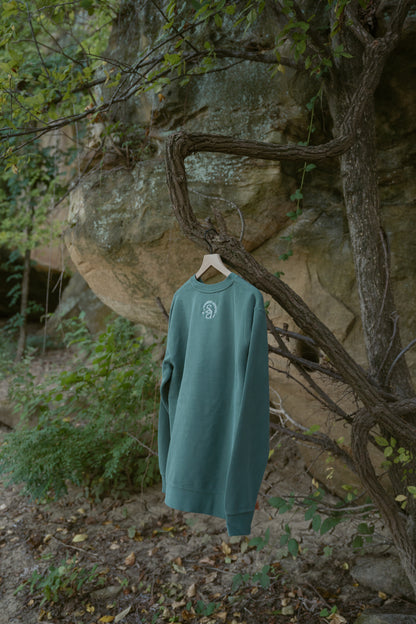 Bloom With Grace Crewneck in Alpine Green