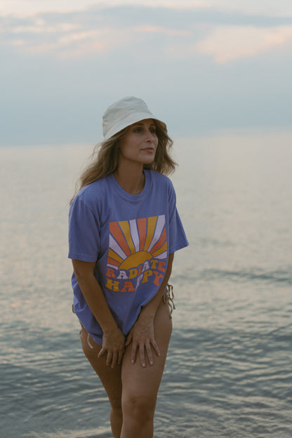 Radiate Happy Tee in Bright Violet