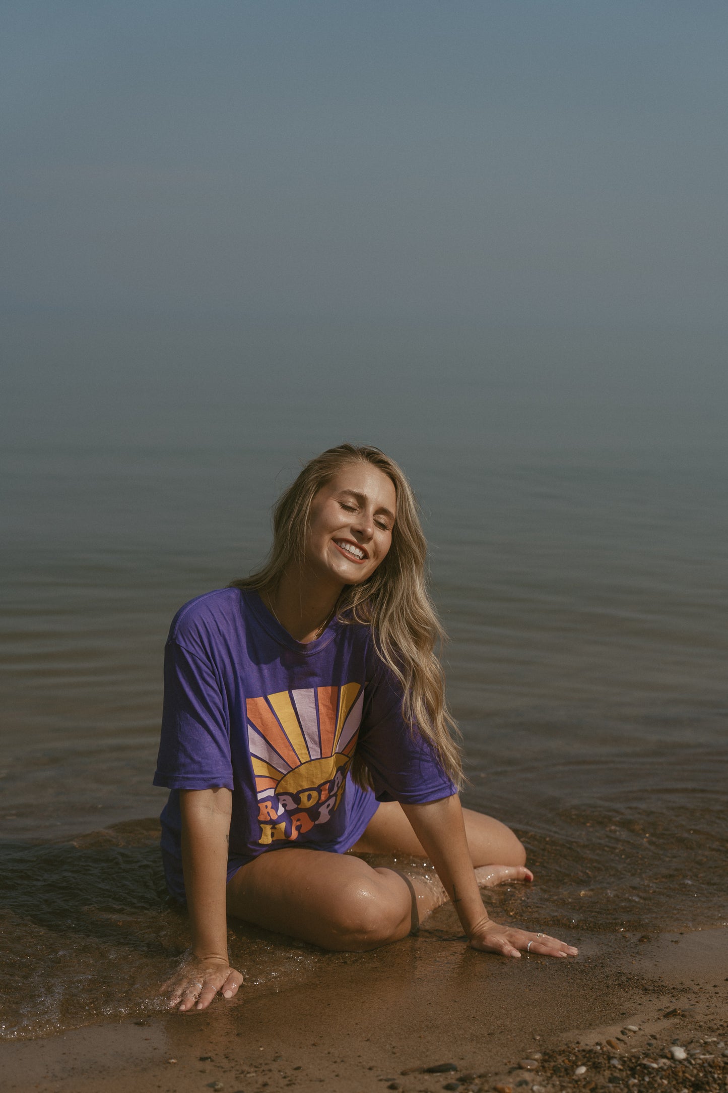 Radiate Happy Tee in Bright Violet