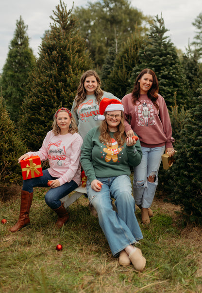 Merry Little Christmas Long Sleeve Tee in Light Pink