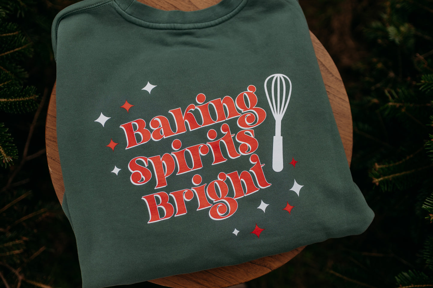 Baking Spirits Bright Crew in Alpine Green