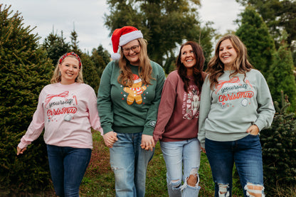 Merry Little Christmas Long Sleeve Tee in Light Pink