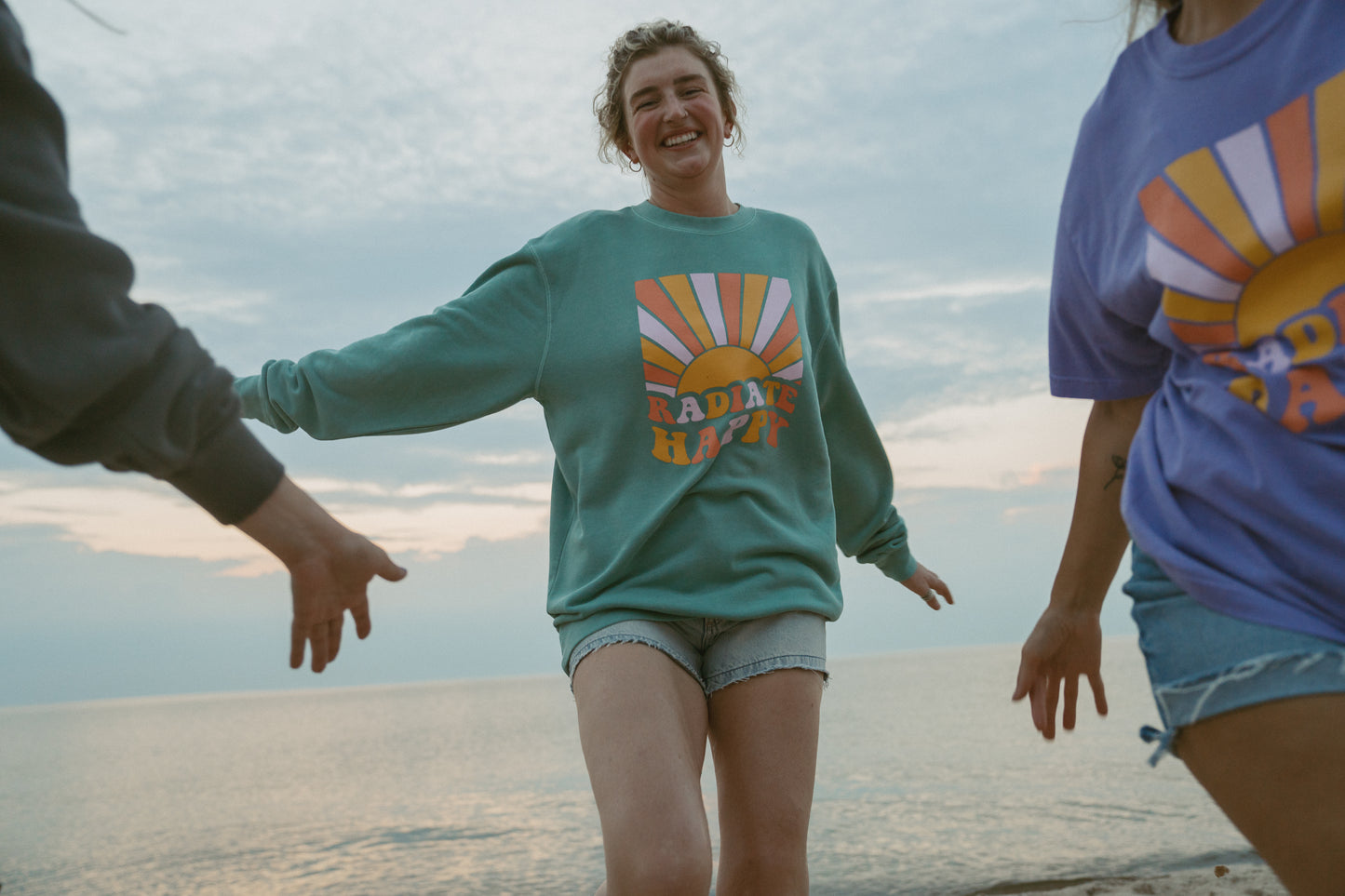 Radiate Happy Crewneck in Turquoise