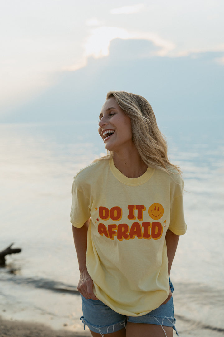 Do It Afraid Tee in Banana Yellow