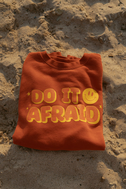 Do It Afraid Crewneck in Amber Orange