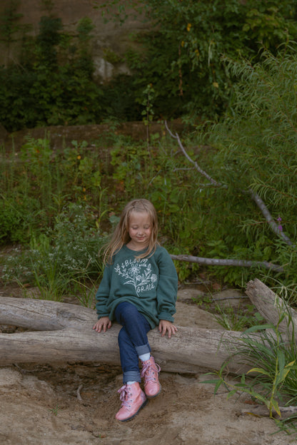 Bloom With Grace Crewneck in Heather Forest (For The Little Dreamers)