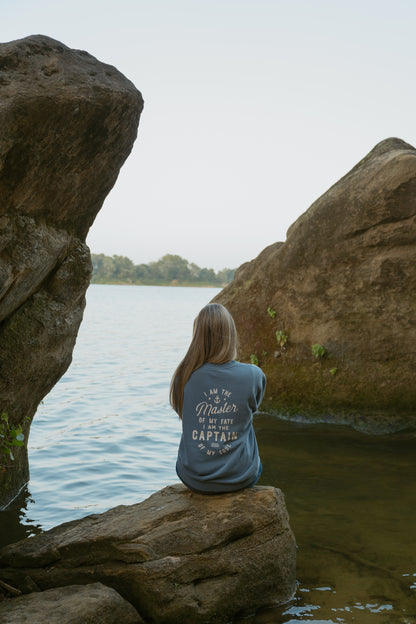 Master of My Fate Crewneck in Slate Blue