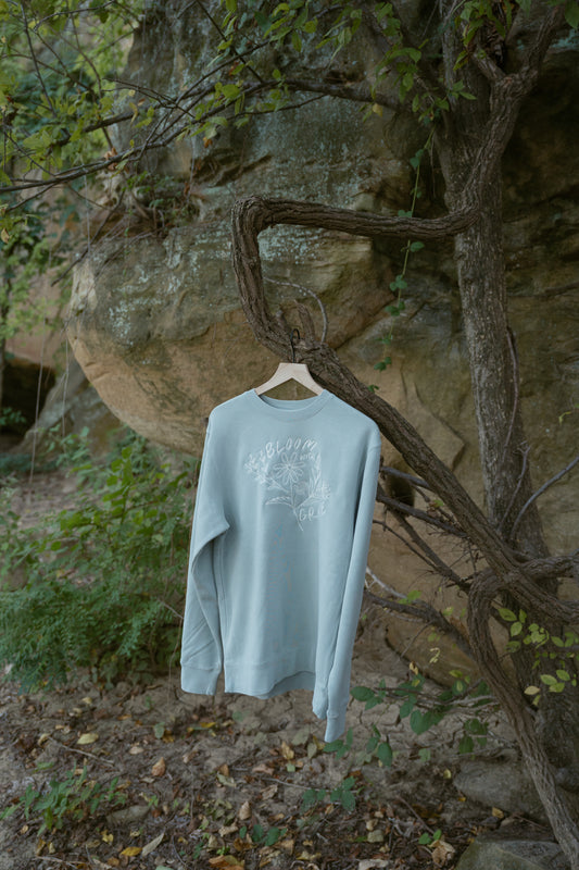 Bloom With Grace Crewneck in Sage