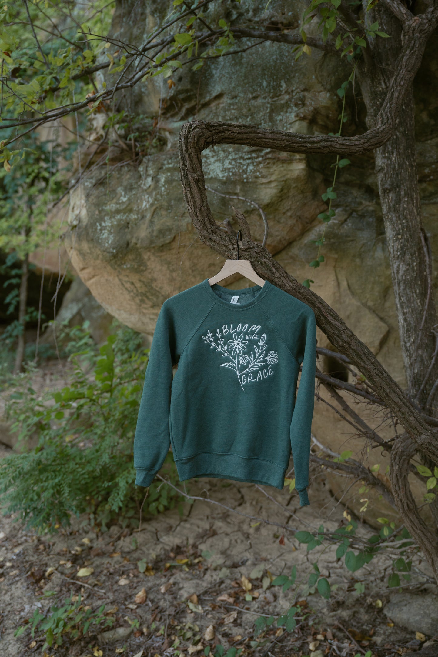 Bloom With Grace Crewneck in Heather Forest (For The Little Dreamers)