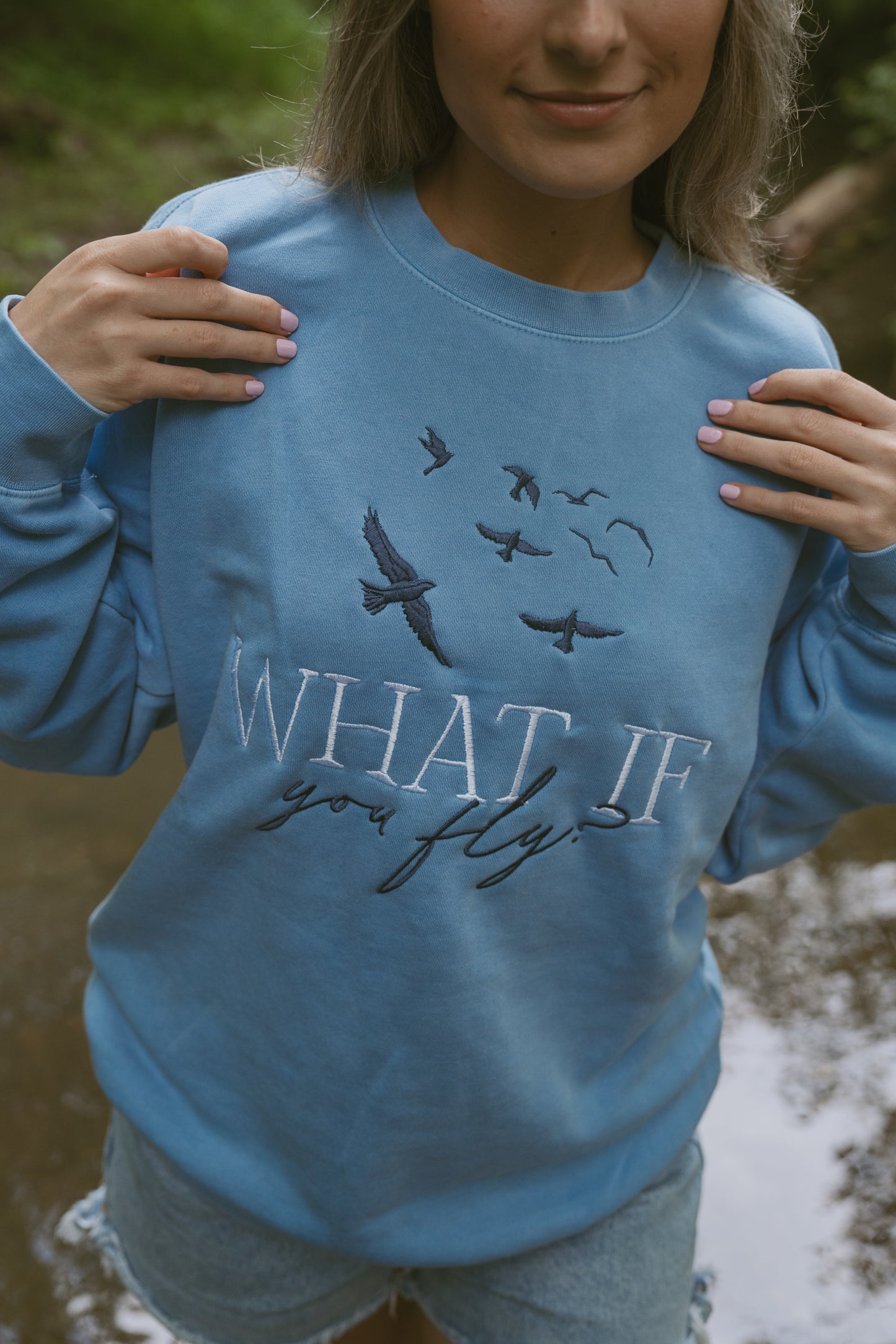 What If You Fly Crewneck - Light Blue