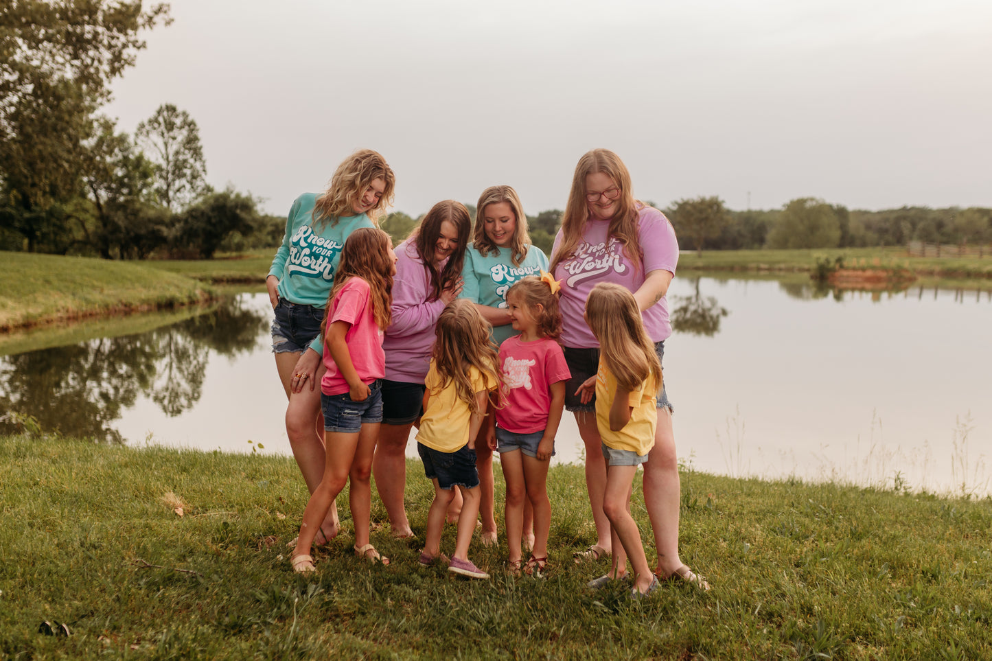 Know Your Worth Lightweight Crewneck Sweatshirt in Bright Turquoise