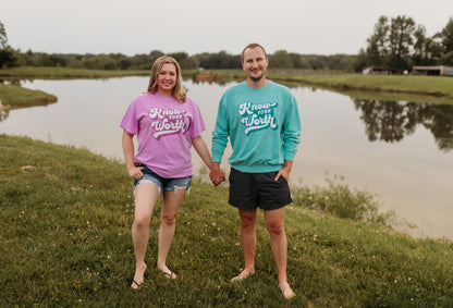 Know Your Worth Tee in Neon Violet